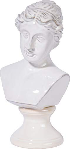 dobar 10430e Gartenfigur Helena Gr. M - Skulptur für draußen - Keramik Büste Frau für Garten - Statue Outdoor - Deko-Körpervase für Haus/Garten/Terrasse - 17 x 14 x 32,5 cm - Weiß
