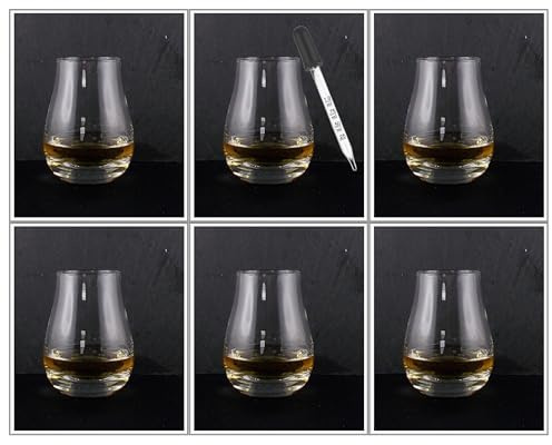 6 Spey Dram Whisky Whiskey Tasting Gläser + 1 Pipette mit Skala aus Glas