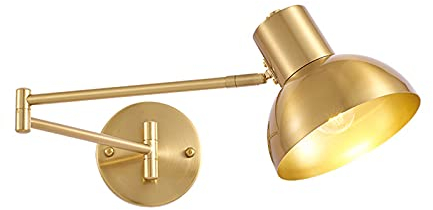 VOMI Golden Wandleuchte Industrielle Vintage E27 Verstellbare Swing Arm Wandlampe Ausziehbar Langarm Nachttischlampe Lampenschirm aus Metall Einstellbar für Schlafzimmer Wohnzimmer Flur Treppenhaus