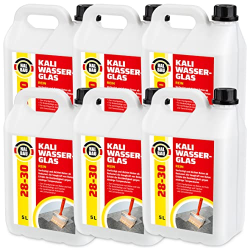 HALBAU Kaliwasserglas 28-30 Rein 30 Liter Kali Wasserglas, Haftgrund | Beton Versiegelung, Holz Imprägnierung, Verkieselung, Mauerabdichtung, Betonschutz, Holzschutz