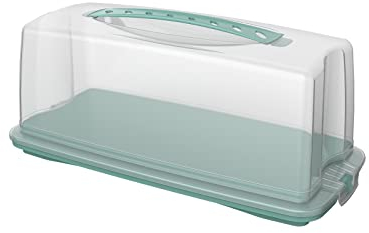 Rotho Fresh Contenitore per torte con cappuccio e maniglia, in plastica alimentare (PP), senza BPA, turchese/trasparente (36,0 x 16,5 x 16,5 cm)