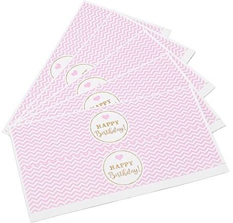 Hztyyier 5 Stück Happy Birthday Wasserflaschenetiketten, 8,7 X 4,8 Zoll, Rosa, Weiß, Selbstklebende Wasserflaschenetiketten, Dekoration für Geburtstagsfeier, Hochzeit