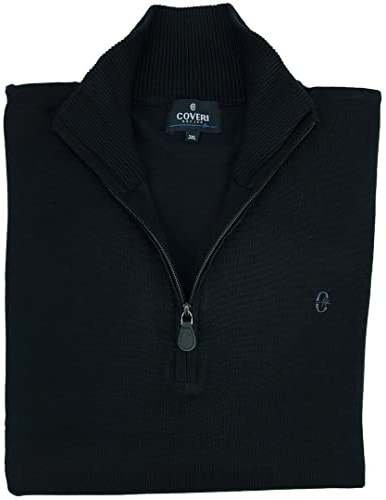 Coveri Maglia Maglione a Lupetto Uomo Mezza Zip Collo Alto con Cerniera M L XL XXL XXXL (L - Nero)