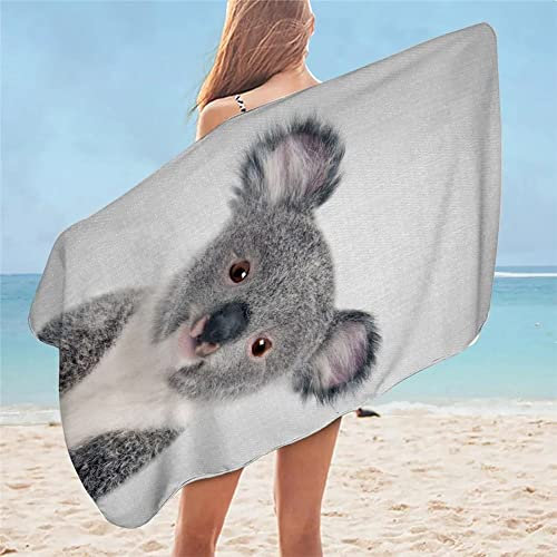 Strandtuch 80x160 cm 3D Grau, Koala Microfaser Strandtuch Handtücher, Strandlaken Handtuch, Schnell Trocknen Strandhandtuch Herren Frauen Badetücher, Badetuch, Strandtücher