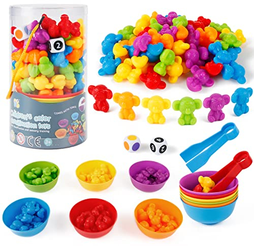 Victse Montessori Spielzeug 3 Jahre, Montessori Lernspielzeug, Farbkombinationsspiel, Spielzeug, mathematische Fähigkeiten und Sortierung, Lernspielzeug (Koala)