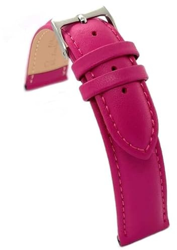 diloy Cinturino in pelle per orologio classico – Pelle bovina liscia cucita, bombata, fibbia in acciaio – Misure 8mm, 10mm, 12mm, 14mm, 16mm, 18mm, 19mm, 20mm, 22mm, 24mm 302 Rosa 16mm