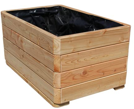 Gartenwelt Riegelsberger Pflanzkasten Mammut 80x50x39 cm Lärchenholz Natur | Massiver Blumenkasten & Blumentopf | Pflanzkübel, Kräutertopf & Balkonkasten | Fertig montiert