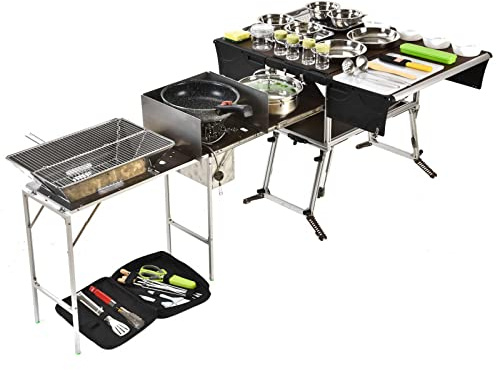 Prime Tech Campingküche XL mit Gas-Kocher & Grill