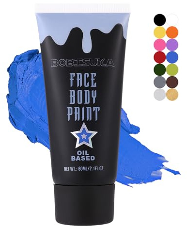 BOBISUKA Halloween Peinture Visage Bleu, Peinture Corporelle à l'huile pour Théâtre, Fêtes, Evénements Scolaires, Carnavals, Clowns, Squelettes, Zombies