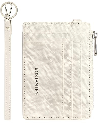 BOSTANTEN Geldbörse Damen Klein, PU Leder Kreditkartenetui RFID Schutz Geldbeutel Damen Kartenetui mit Münzfach, Mini Frauen Portemonnaie Kartenhalter Slim Wallet(Beige)