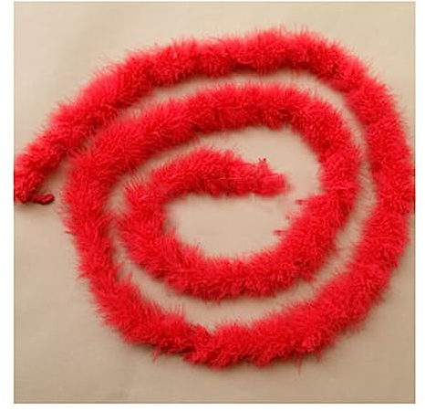 Yurosiay 2m Federboa 4-5cm Breit Federstreifen Bunt Truthahnfedern Streifen Einfarbig Flauschige Federboa DIY Federboa Basteln Federn Nähen Federbesatz Federgirlande Deko für Party Rot