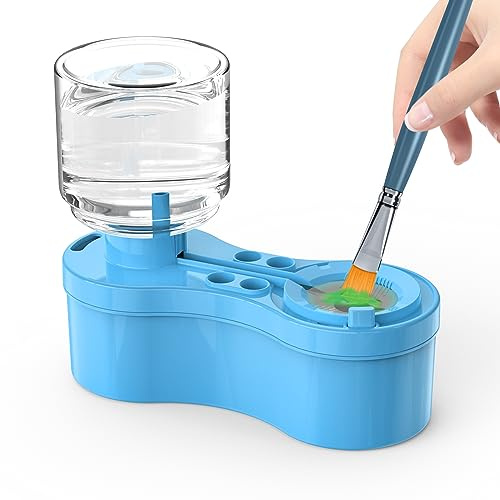 Goard Pinsel-Reiniger, Aquarell-Pinsel-Spüler mit Abflussreiniger, Spülbecher, Wasserspender, Ölfarbe, Pinselreiniger für Acryl- und Wasserbasis, Malerei, Bastelbedarf, Werkzeuge (blau)