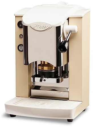 FABER COFFEE MACHINES | Edelstahl-Steckplatz-Modell | 44 mm Kaffeemaschine | Farbe Burgund Kunststoff Schwarz | Messing-Padspresse (Ivory/White)