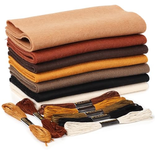 ZAIONE Hojas de tela de fieltro suave: 7 colores, marrón, 21 x 90 cm, para manualidades