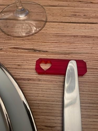 Repose couteaux/couverts design coeur rouge PMMA Saint Valentin, Mariage - lot de 6 repose couteaux disign