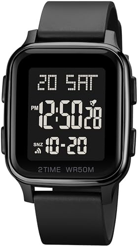 findtime Armbanduhr Herren Digital Uhr Multifunktions 5ATM Wasserdicht Silikonband Herrenuhren LED Groß Männer Sportuhr mit Wecker Datum Stoppuhr 12/24H