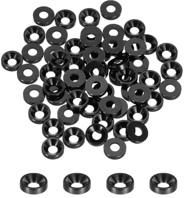 QUARKZMAN 50pz Rondelle Svasate M3, in Lega di Alluminio Anodizzato 8mm/0,31, Guarnizioni per Viti RC/FPV/PC/Drone/Accessori Meccanici Modello Part, Nero
