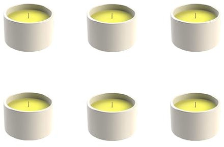 Flammschalen Citronella für draußen 6 Stück - Outdoor-Kerzen Terracotta - Für deinen Garten - Feuerschalen im 6er Set, 15 h Brenndauer - Ø 9,8 x H 6,2 cm (gelb)