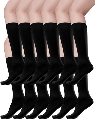 TRIFOLIUM 12 Par Dam Nylon Knästrumpor med Komfortkant 80 denier Kol En storlek (SOX3588-80D-12P-One Size-Charcoal)