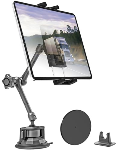 LYFPOOM Saugnapf Tablet Windschutzscheibe Halter 17mm Kugelkopf, iPad Halter saugnapf Auto, Tablet Halterung Auto Vorne für 4-12,9 Handy & Tablet, iPad Pro/Air/Mini, Galaxy, Lenovo, iPhone usw