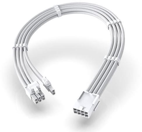 EZDIY-FAB PCIe 8-Pin Female auf PCIe 8-Pin (6+2) Male Stromversorgungsadapter Verlängerungskabel für Grafikkarten oder PCIe Geräte-11.8 inch (30 cm)-Alle Weiß