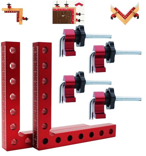 Winkelspanner 90° Positionierklemme OBDKCAN Rechtwinklige Messklemme für Zimmermannswerkzeug,140mm Holzbearbeitungsklemme mit Präzisionswinkel (2 Stück 140mm Holzbearbeitungsklemme)