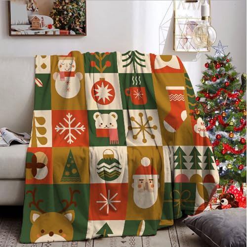 UGZDEA Coperta di Natale 130x150cm, coperta di Natale per divano, morbida e calda coperta di Natale in pile invernale per adulti e bambini (130x150cm, F)