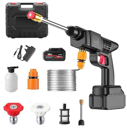Portable Cordless Electric Washer, 21V High-Pressure Spray Water Gun for Car, Cordless Washer Machine with Accessories Kit, Portable Water Spray Gun Cleaner for Car, Garden, Fence, Floor Cleaning