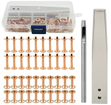 Rivetti e bave di rame, kit di bave per rivetti di rame con incastonatori, strumento versatile per l'incastonatura dei rivetti di rame, facile da installare per cinture in pelle