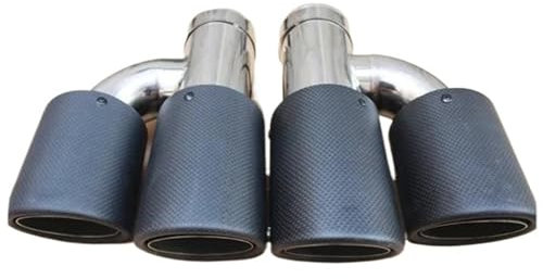Auspuff Schwanzrohr 2 STÜCKE (Links + Rechts) 63-101 MM H Typ DUAL Quad Auspuffblende Carbon Fiber Endrohr Auspuffrohr Endstück Auspuff Schalldämpfer(73MM IN-101MM Out)