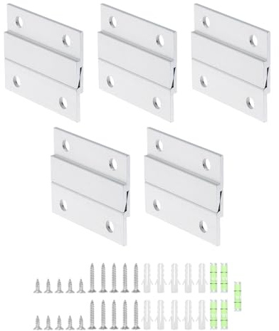sourcing map Juego de 10 pares de ganchos franceses para fotos, 2 pulgadas de aluminio resistente, clip de barra en Z entrelazado, kit de soporte de montaje en pared para colgar espejo estante de