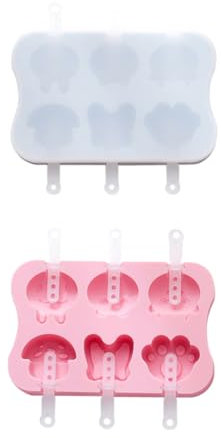 PRETYZOOM 2juegos Molde Para Helado De Silicona Mini Moldes De Helados Para Hacer Paletas Caseras Color Rosa y Gris Para y Hielo
