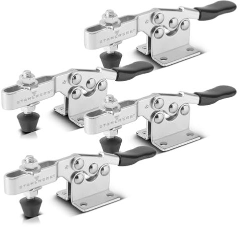 STAHLWERK Knebelklemme TC-90 ST 4er Set mit 90 kg (198 lbs) Spannkraft, robuster Schnellspanner/Senkrechtspanner/Kniehebelspanner aus rostfreiem Stahl