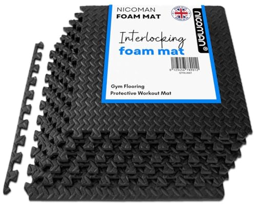 Nicoman 24Pcs EVA Foam Gymnastics Mat Tiles for Heavy Weight Interlocking Floor Mats 60x60cm