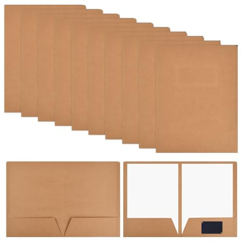 Lot de 20 Chemise Cartonnée A4 avec Rabat,350gsm Porte Documents Carton avec Fentes,Pochette de Classement en Papier Kraft,Chemise de Presentation Dossier Carton A4 pour Bureau Scolaire (Marron)