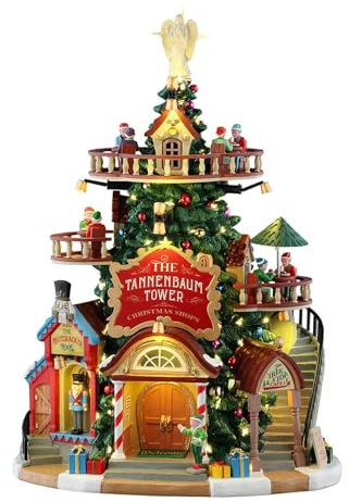 Lemax The Tannenbaum Tower Christmas Shops, Battery-Operated(4., Lighted Buildings, #55311