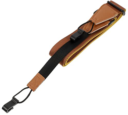 Yardwe Lochfreier Ukulelen Gurt aus Oxfordstoff mit 2 Haken Verstellbare Länge Leicht Abnehmbar Gitarrengurt Zubehör für Ukulele und E-gitarre