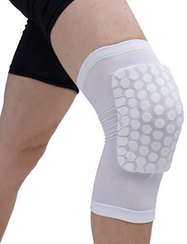 MQPALZKD 1 pair Honeycomb Basketball Knee Pads Short Design Compression Leg Sleeves Kneepad Volleyball Protector Brace Support(Wit,X-Large)