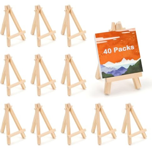 40 mini cavalletti in legno regolabili da 12,7 cm, supporti per espositori piccoli treppiedi per arte, foto, biglietti e artigianato