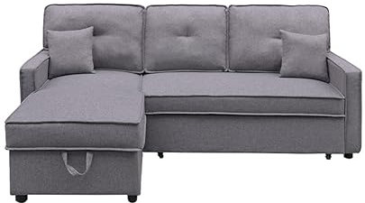 amuéblate online - Sofá Chaise Longue Cama de 3 Plazas con Arcón Modelo Duero, Diseño Moderno, Cómodo, Práctico y Funcional, con Reposabrazos, Gris