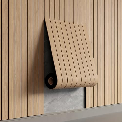YU LI 3DH Panneau mural à lattes autocollant en PVC 599,1 cm x 39,99 cm - Papier peint autocollant épais imitation chêne 3D - Panneaux muraux insonorisants pour murs et plafonds