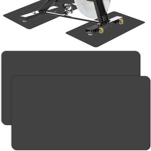 Lot de 2 tapis de protection de sol pour appareil de fitness - 60 x 30 cm - Épaisseur : 3 mm - Résistant aux chocs - Pour tapis de marche, tapis de course, vélo d'appartement, vélo elliptique, rameur