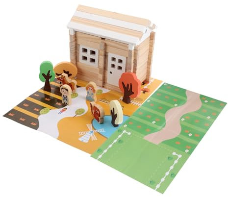 Gatuida 75pièces Blocs De Construction Bois Massif pour Garçon Fille Jeu à Tenon Et Mortaise Jouet Éducatif pour Maison Et École Maternelle