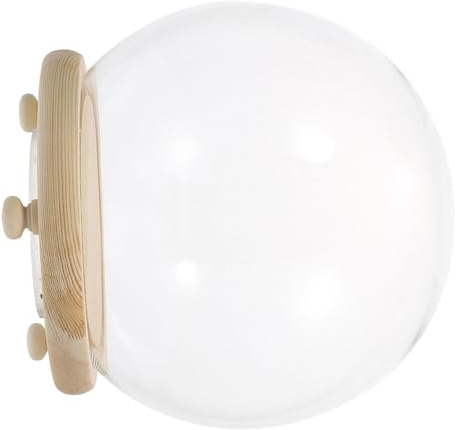 Hemobllo Dôme en Verre Transparent Base en Bois pour Micro-Paysage Lumineux, Présentoir de Bureau pour Plantes Succulentes, 10 X 10 Cm