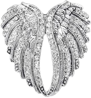 Vintage Engelsflügel Strass Brosche für Damen und Herren, elegantes Feder-Design, Legierung, Anstecknadel, 5,5 cm, Geschenk für Kleider, Anzug, Mantel, Brustnadel, Hochzeit, Party, Schmuck