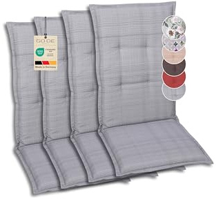GO-DE Textil Bequeme und attraktive Polsterauflagen für Hochlehner-Gartenstühle (4er-Set, Struktur grau, Hochlehner)