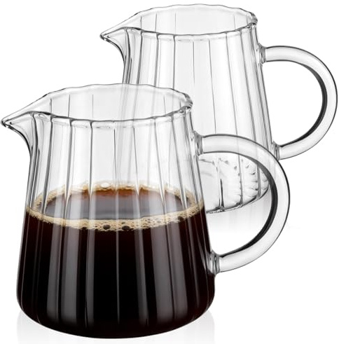 SOIMISS 2 Stück Milchkännchen Glas Mit Präzisem Ausgießer Milchaufschäumbecher Für Kaffee Tee Sahne Und Saucen Hitzebeständiger Glaskrug Für Küche Zuhause Büro Und Reisen 11.00X8.30X8.00cm