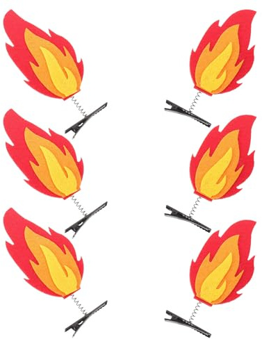 VILLCASE 6 Pièces Pince à Cheveux Rouge en Feutre et Fer Forme Flamme Maintien Sécurisé et Confort Léger pour Anniversaires et Accessoires Photo Originaux