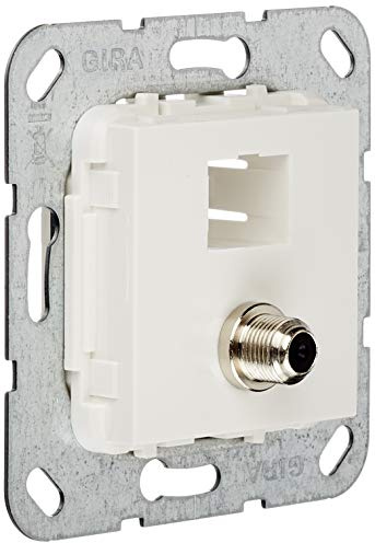 Gira 569703 MJ RJ45 Cat 6A 10 GB, SAT F Gender Changer Einsatz, reinweiß