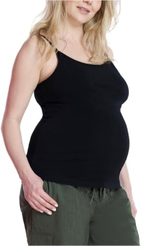Motherhood Maternity Women's Clip Down Nursing Tank Top Cami with Adjustable Straps for Breastfeeding, Black, Extra Large